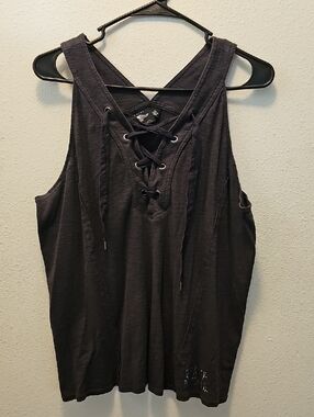 Harley-Davidson Black Lace-Up Tank Top